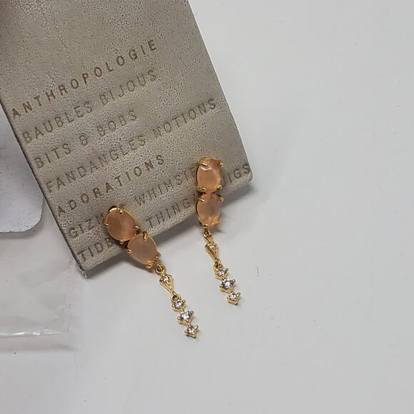 Anthropologie Oaxaca Double Stone Drop Earring Pink  New with tags - Picture 4 of 4